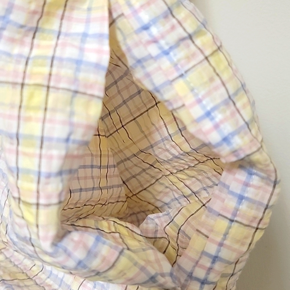 GANNI | Seersucker Pastel Checkered Puffy Sleeve Midi Dress EU 36 - Picture 6 of 14